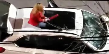 Una mujer rompió una camioneta con un matafuegos en Santa Fe