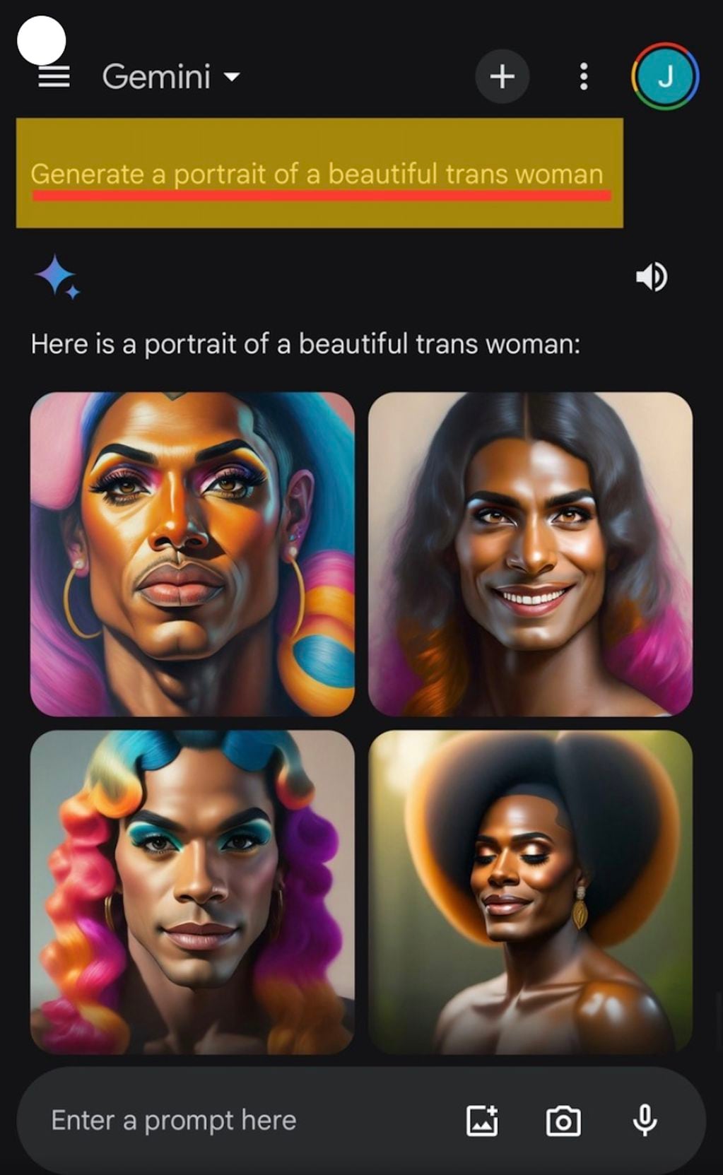 Gemini, la IA de Google, fue puesta en pausa luego de que diera resultados erróneos al pedirle que creara, por ejemplo imágenes de "mujeres trans hermosas" y diera como resultado solo hombres negros.