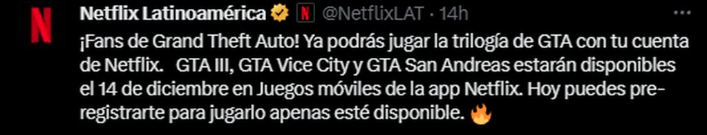 Netflix anunció que se podrá jugar a la trilogía del videojuego GTA en la plataforma de streaming