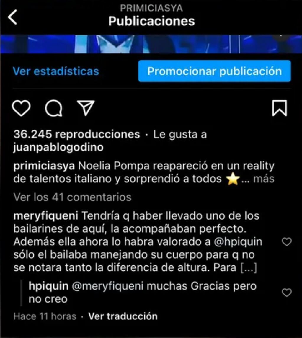 El comentario de Hernán Piquín sobre Noelia Pompa