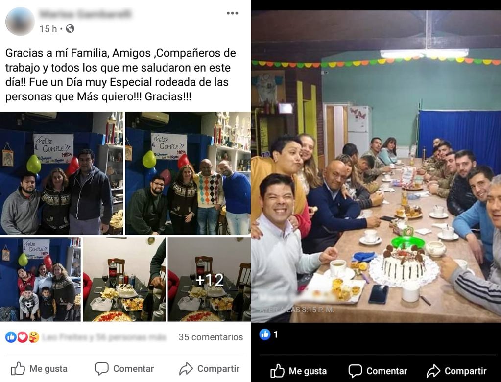 Acusan a funcionarios de Alvear y se iniciaron sumarios. Compartieron fotos de un cumpleaños que violaba el limite permitido de personas.