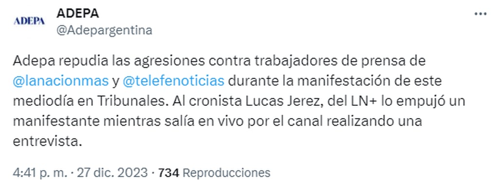 Periodista de Mendoza y de medios nacionales se solidarizaron con Lucas Jerez - X
