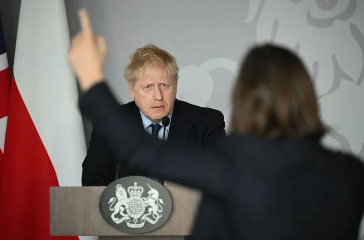 Guerra Ucrania-Rusia. El primer ministro de Gran Bretaña, Boris Johnson, durante una conferencia de prensa en Polonia. (Gentileza Getty images Europa)