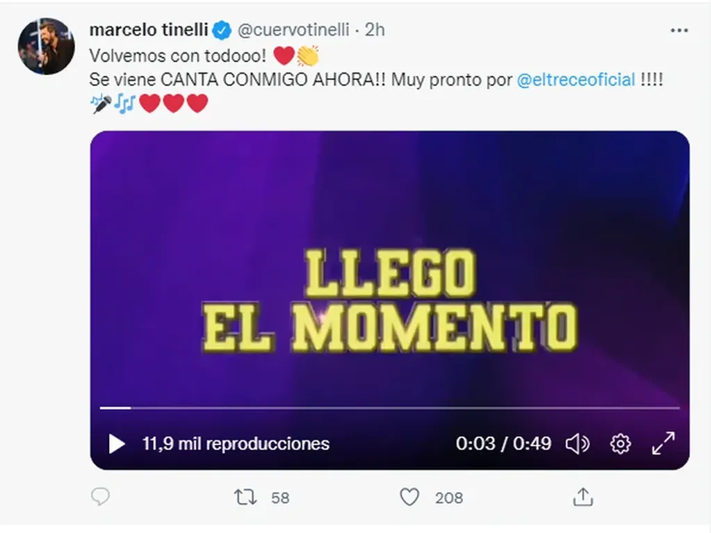 Marcelo Tinelli anunció su regreso a la televisión