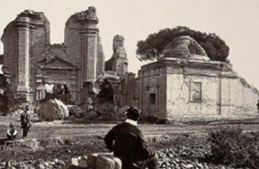 La ciudad de Mendoza completamente destruida tras el terremoto de 1861.