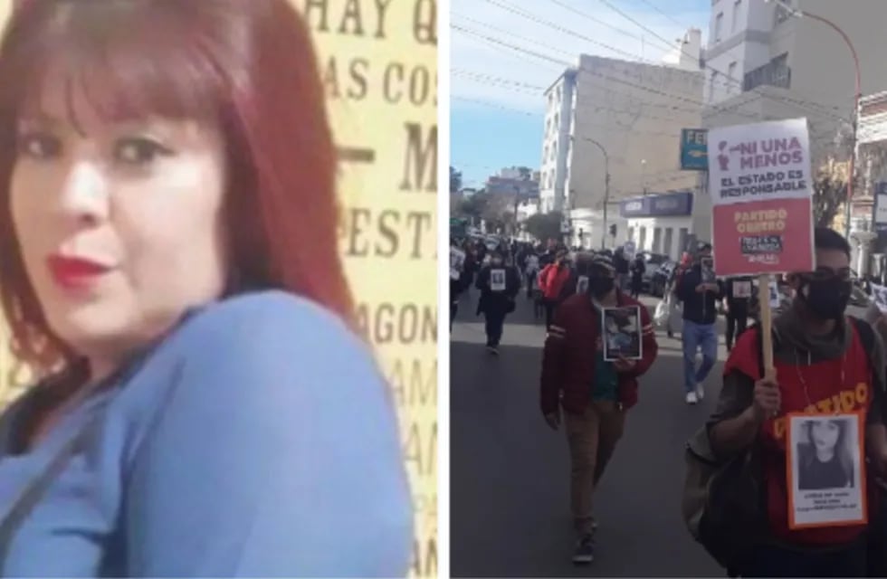La víctima y el pedido de esclarecimiento en las calles de Comodoro Rivadavia. /Gentileza.