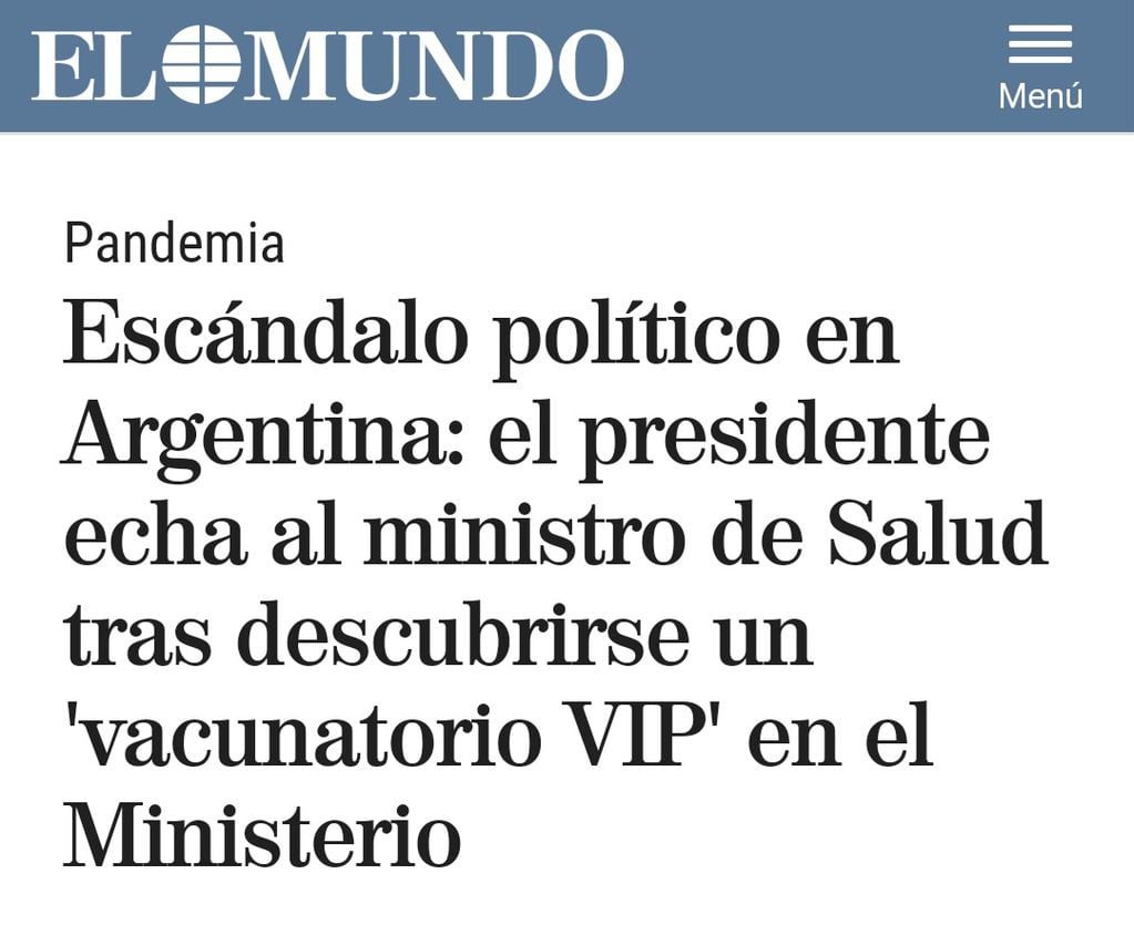El titular también llegó al diario "El Mundo" en España.