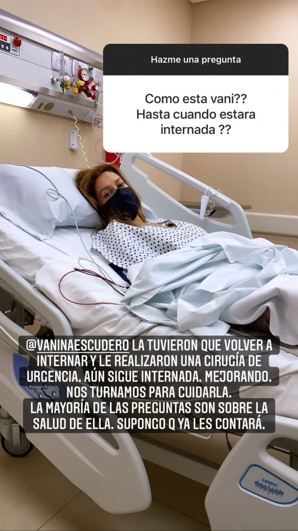 El posteo de Silvina Escudero dando información sobre la salud de su hermana.