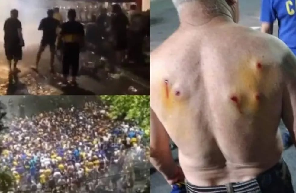 Socios de Boca con entrada en la mano no pudieron ingresar al Estadio Uno de La Plata porque se enfrentaron con la Policía. / Gentileza.