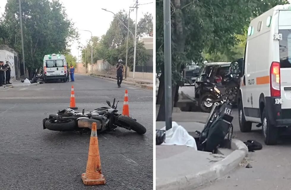 Dos motos chocaron en Guaymallén y uno de los conductores falleció en el lugar. - Foto: Ministerio de Seguridad.