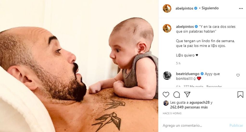 Abel Pintos y su bebé en redes