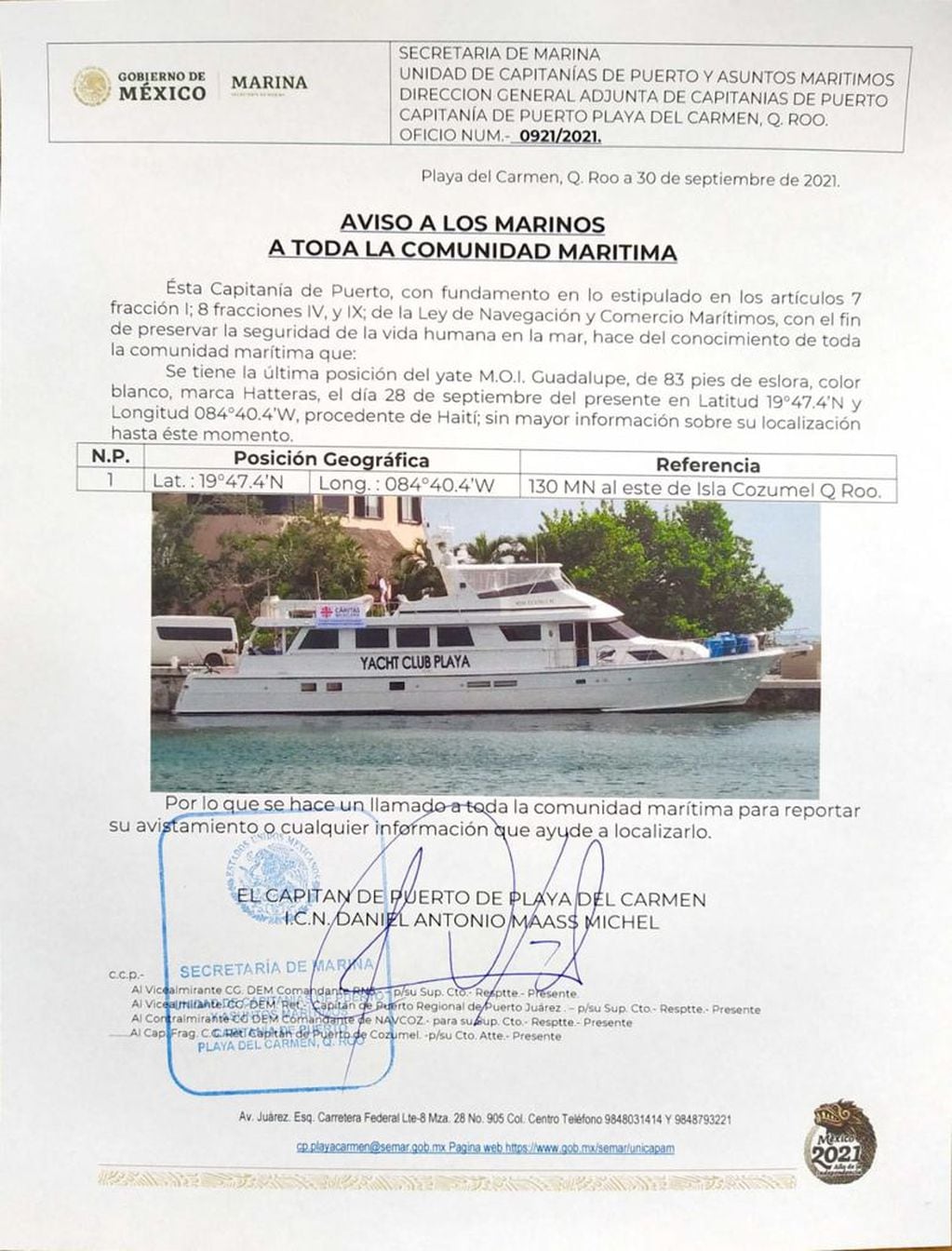 Carlos Juárez está desaparecido junto a otro argentino, un mexicano y un cubano. Iban a bordo de un yate por el Caribe.