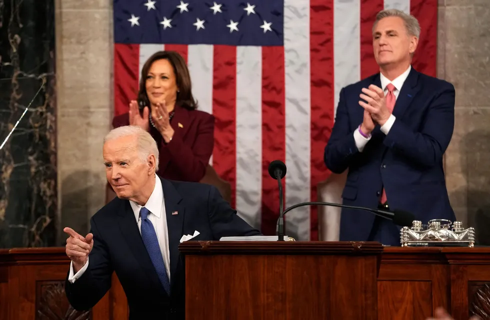 Joe Biden, presidente de EE.UU., durante su discurso en el Congreso anunciando sus intenciones de ser reelecto en 2024.