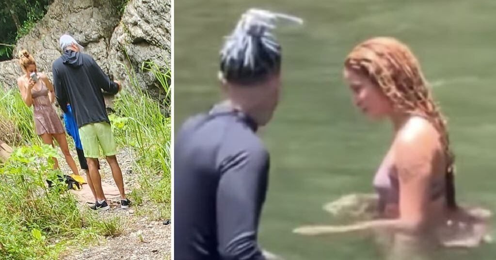 Shakira bañándose en un río con Rauw Alejandro en Puerto Rico