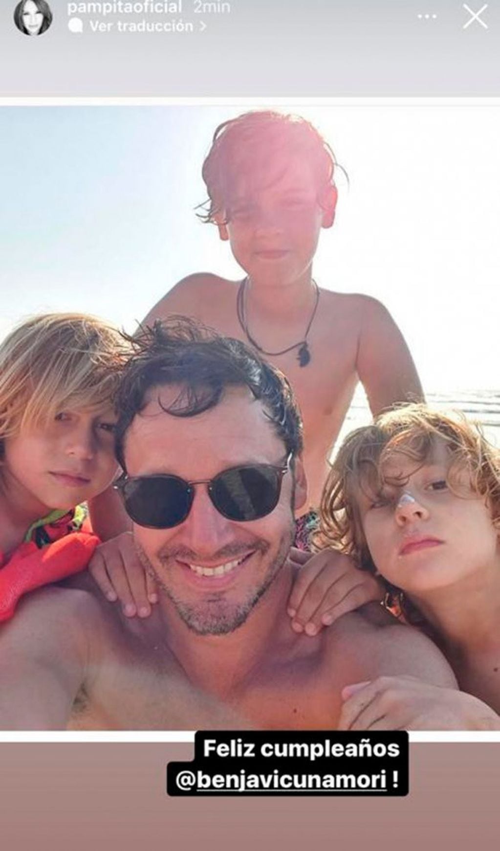 La historia que subió Pampita a Instagram deseándole feliz cumpleaños a su expareja y padre de sus hijos.