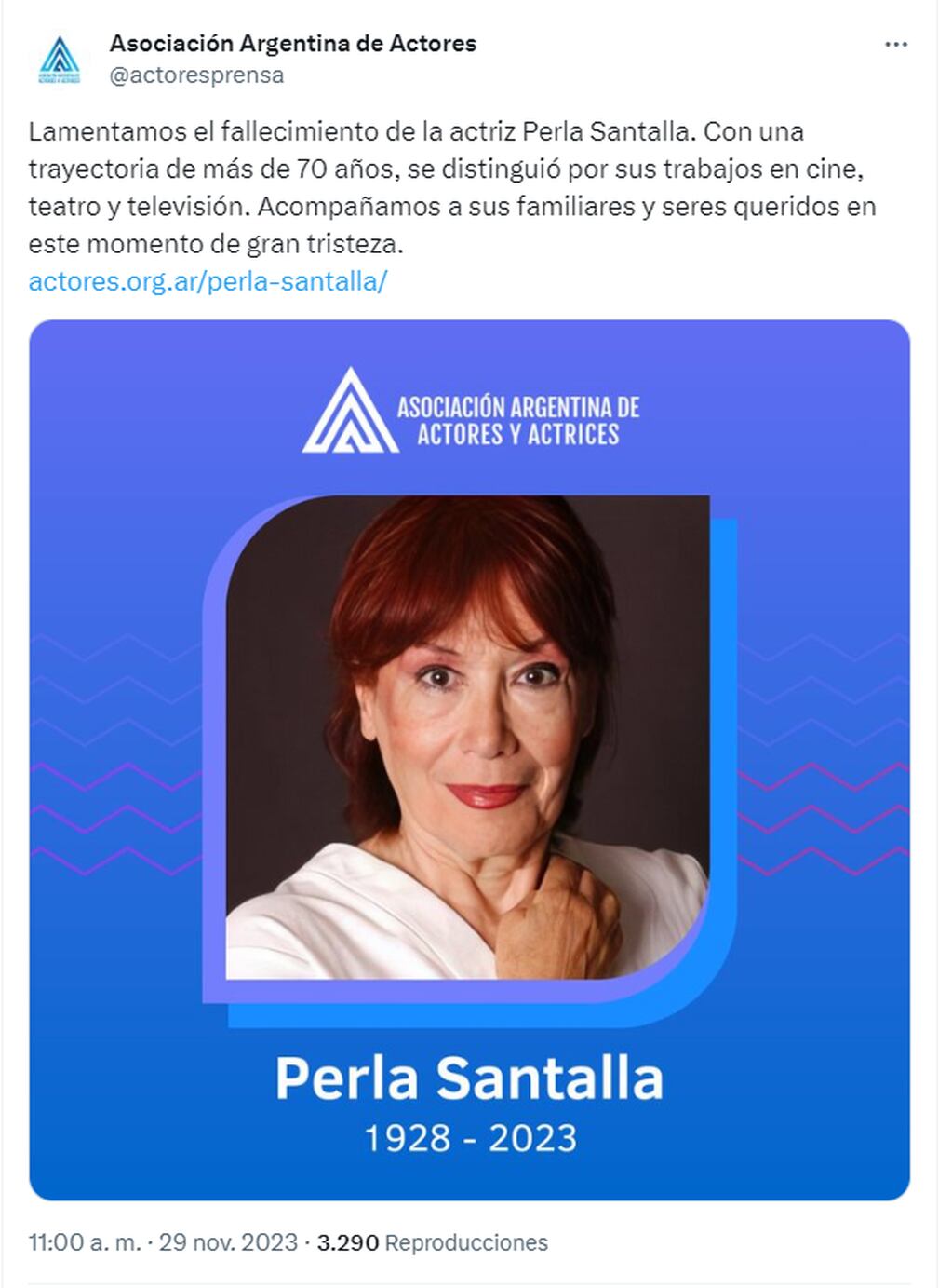 Perla Santalla: el anuncio de su fallecimiento