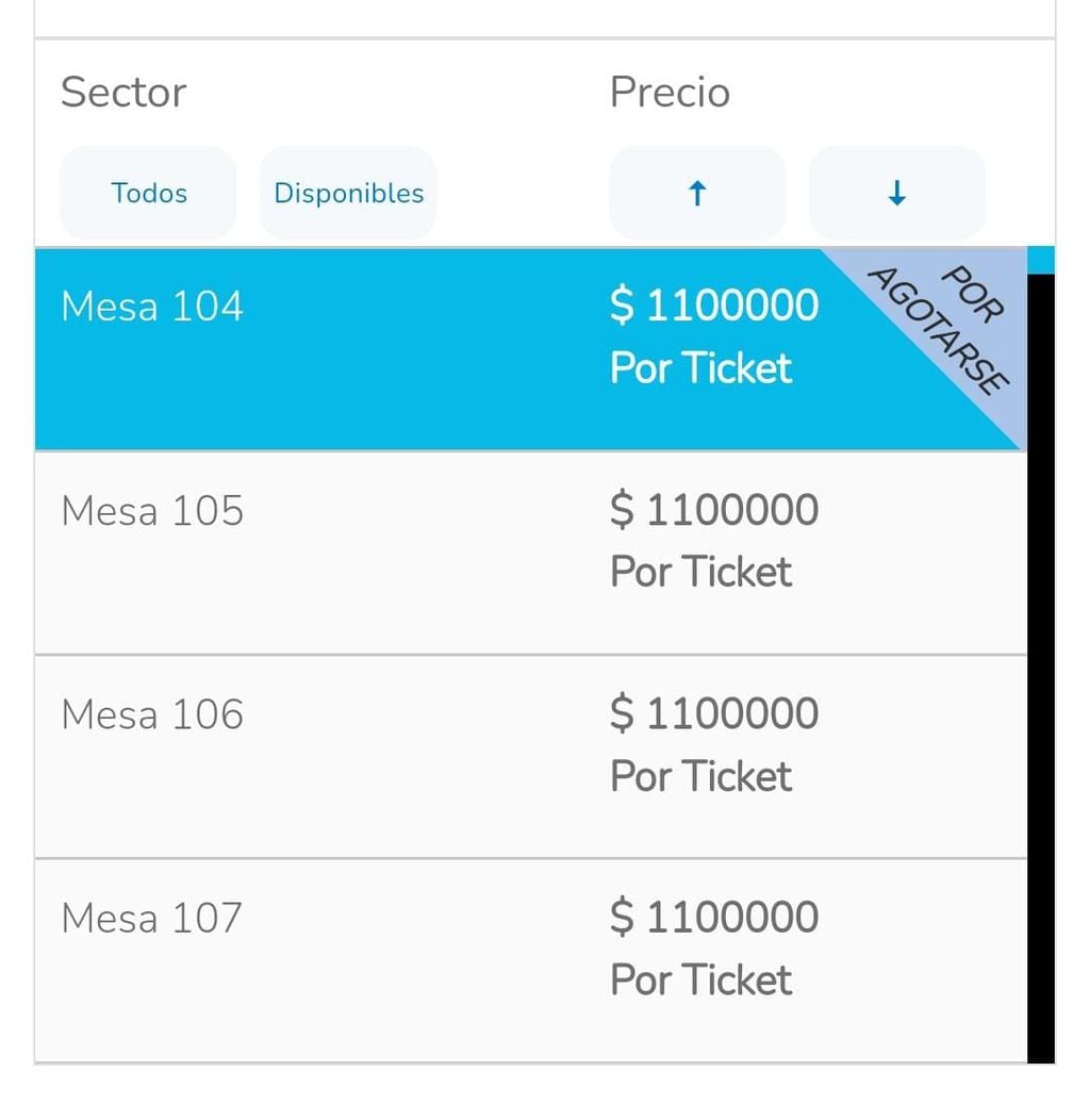 Los precios de la cena de gala de Luis Miguel.
