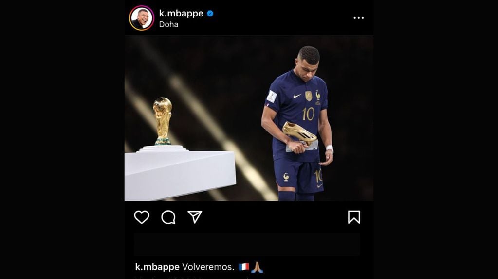 El posteo de Mbappé.
