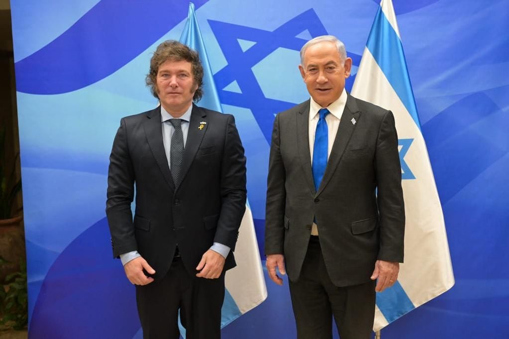 Benjamín Netanyahu junto al presidente Javier Milei.