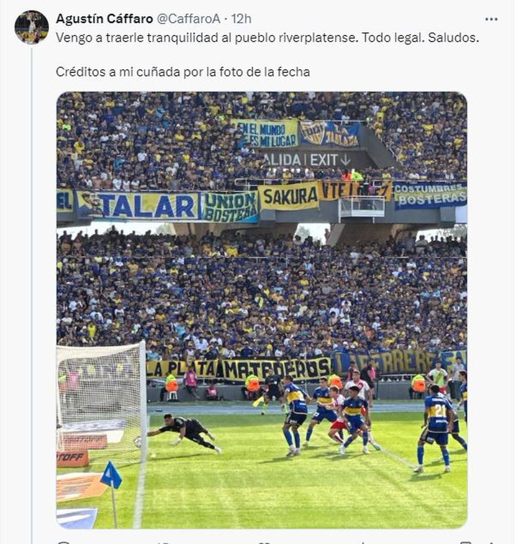 Agustín Cáffaro y la prueba clara de que el gol de River estuvo bien anulado.