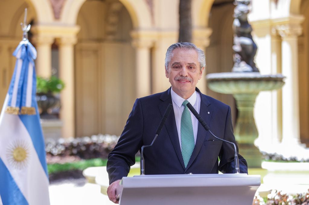 Alberto Fernandez en su último discurso como presidente. (Prensa Presidencia)