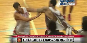 Los incidentes ocurrieron durante el partido entre Lanús y San Martín de Corrientes, que ganó el local 87-75. Un escándalo mayúsculo.