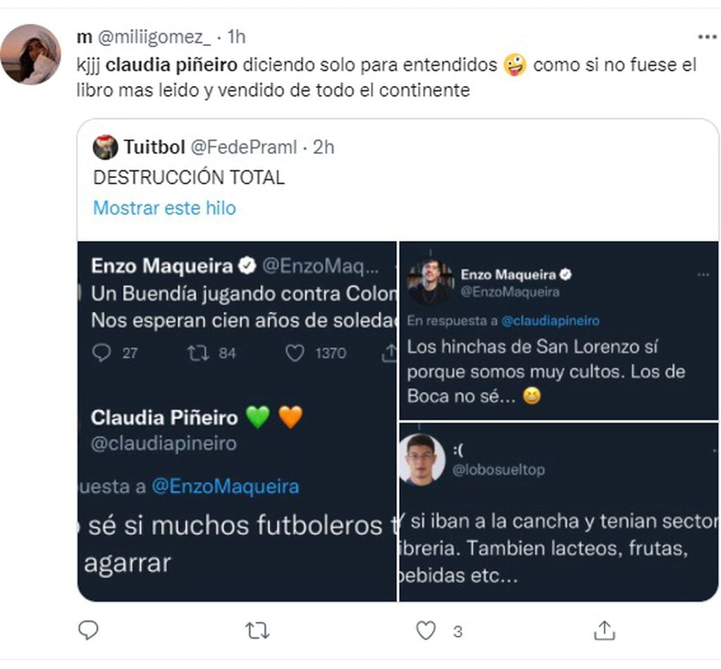 El prejuicioso tuit de Claudia Piñeiro sobre los futboleros desató memes y sarcasmo en Twitter