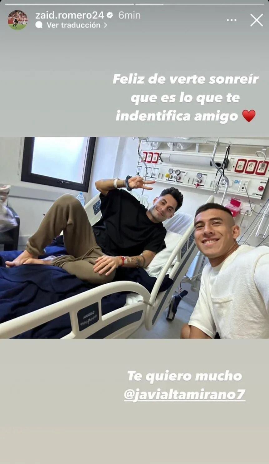 La primera foto de Javier Altamirano tras dejar terapia intensiva. / Gentileza.