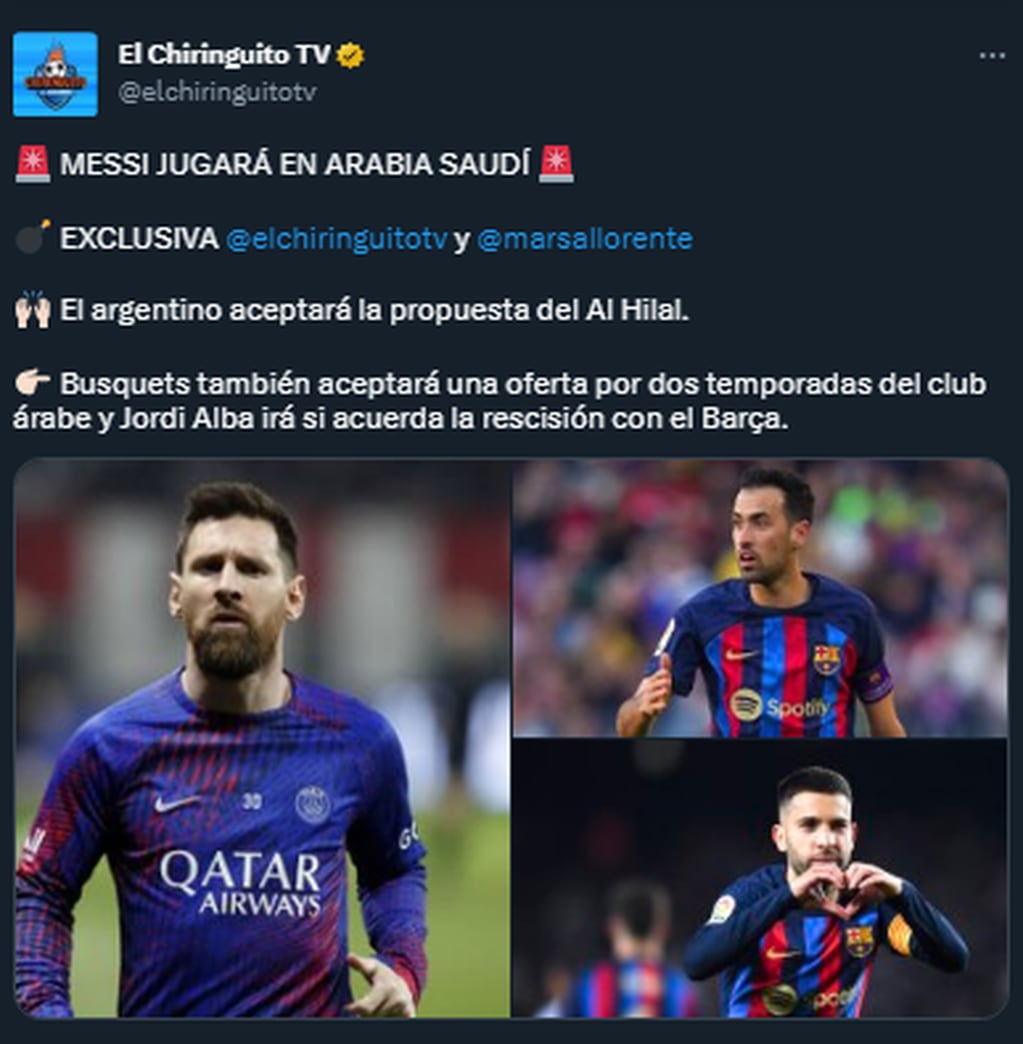 Messi, Busquets y Jordi Alba vinculados al Al-Hilal de Arabia Saudita