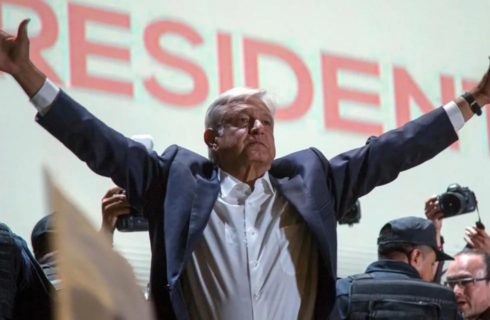 Presidente López Obrador. Festejando el triunfo de las elecciones en México (AP).