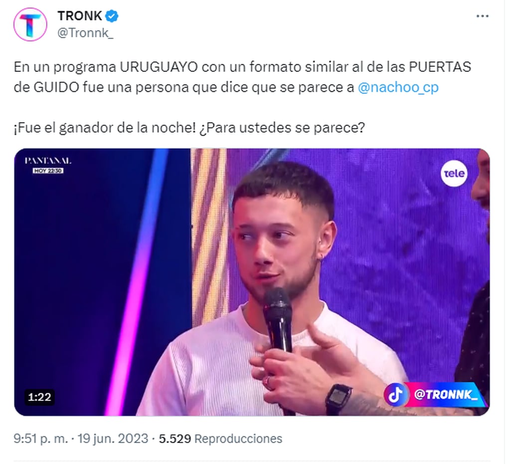 El usuario Tronk publicó el clip del programa uruguayo