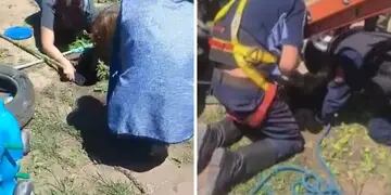 Dramático momento: un nene de 5 años cayó a un pozo ciego en un jardín de infantes y los bomberos lo rescataron