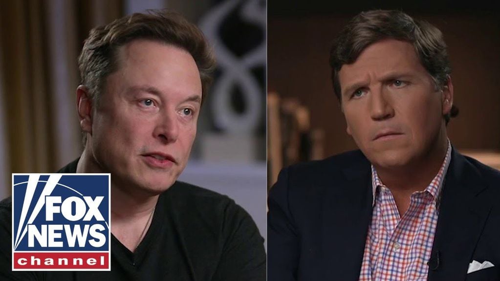 Tucker Carlson durante una entrevista con Elon Musk. Foto: Fox News