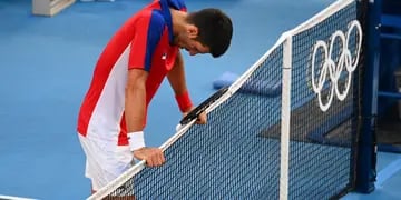 Novak Djokovic y su frustración en Tokio