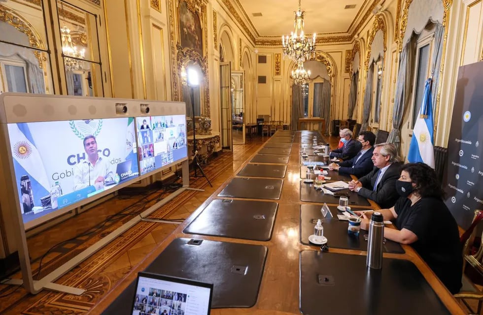 El mandatario realizó la comunicación virtual desde el Salón Norte de Casa Rosada - Presidencia