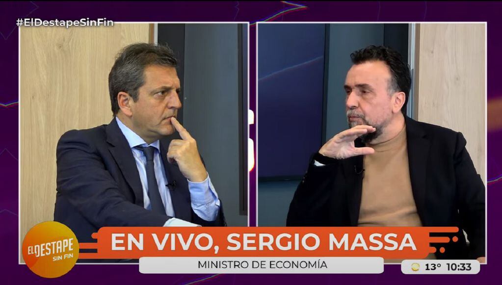 Sergio Massa y el periodista Roberto Navarro (El Destape)