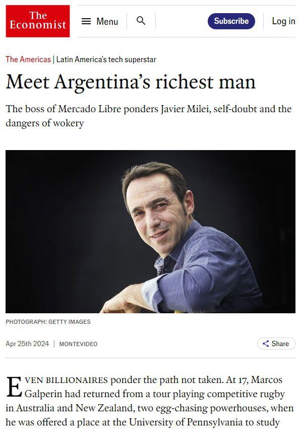 El perfil de Marcos Galperín en The Economist
