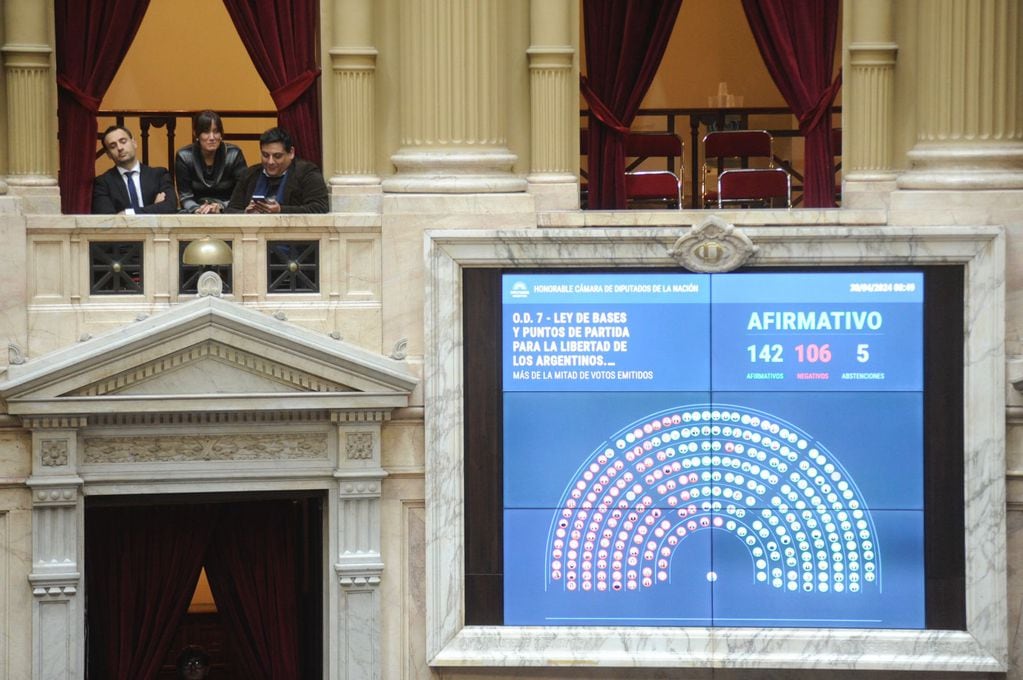La "ley bases" se aprobó con 142 votos a favor, 106 en contra y 5 abstenciones (Foto: Federico López Claro)