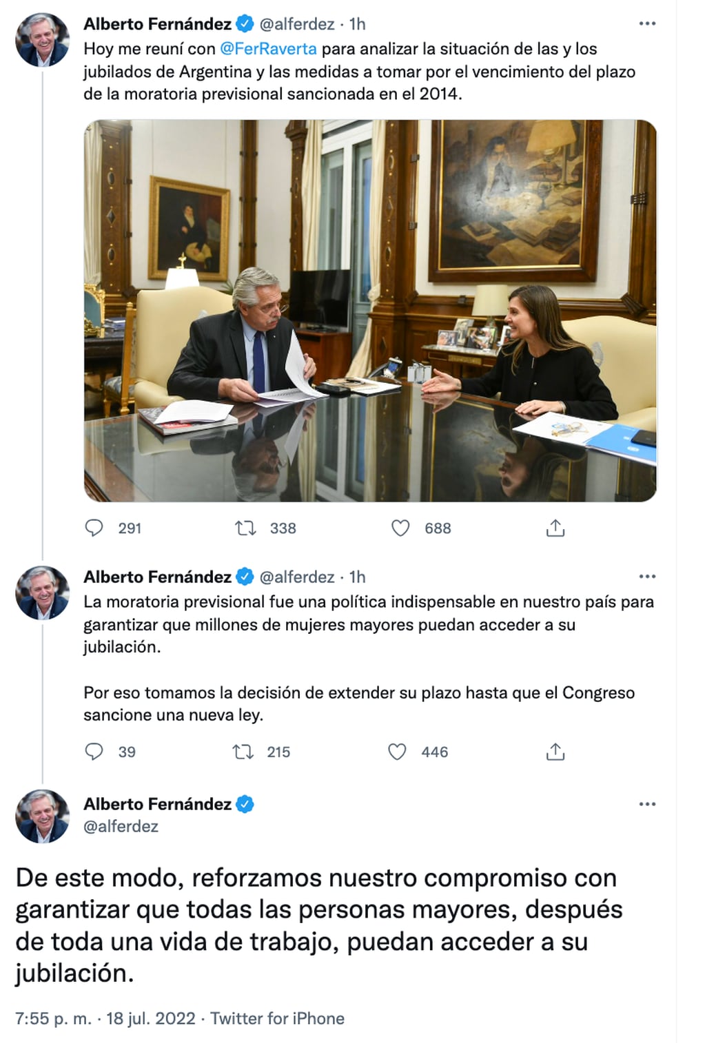 Alberto Fernández anunció la extensión de la moratoria previsional.