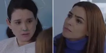 Rita (Lali González) y Lola (Agustina Cherri) en la escena de la telenovela "La 1-5/18" que se viralizó