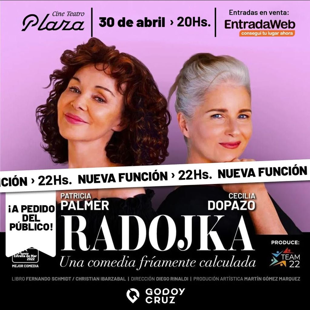 Patricia Palmer y Cecilia Dopazo vuelven con Radojka al Teatro Godoy Cruz