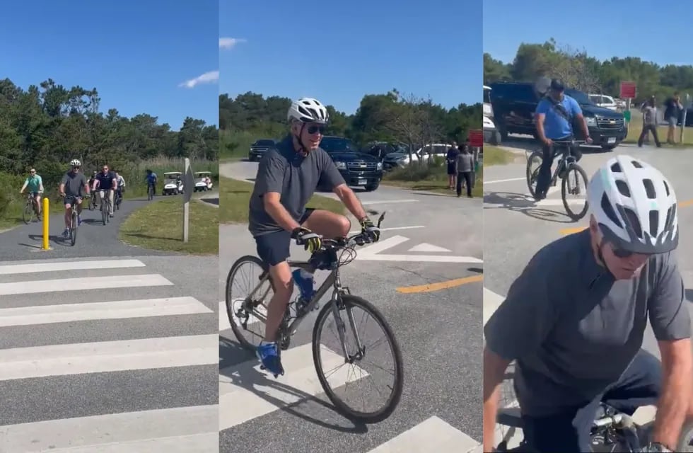 Joe Biden se cayó de la bicicleta durante un paseo por la playa y las imágenes se viralizaron