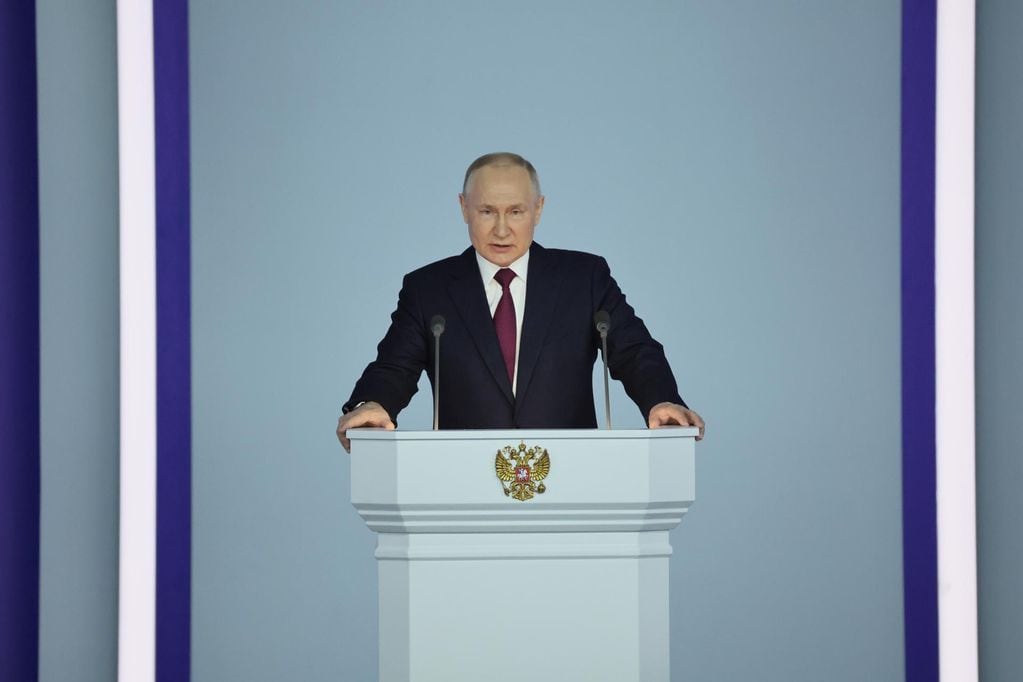 Vladimir Putin en su discurso anual ante las dos Cámaras del Parlamento. / Foto: EFE/EPA/SERGEY SAVASTYANOV/SPUTNIK/KREMLIN POOL MANDATORY CREDIT
