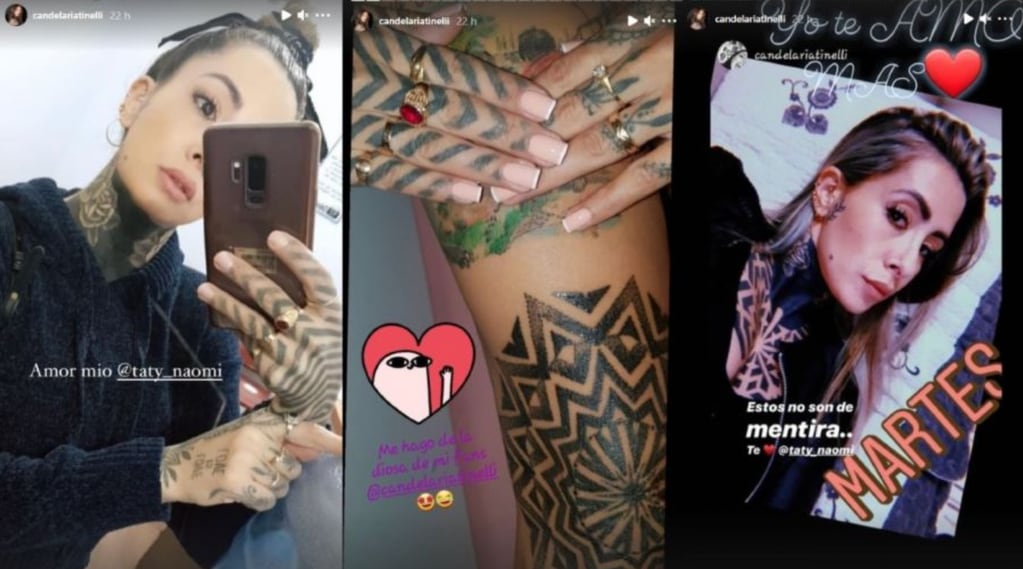 Las fotos que recibe Cande de fans que copian sus tatuajes.