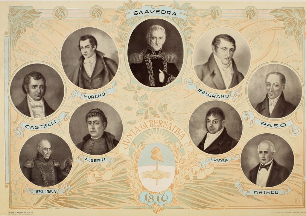 Los integrantes de la Primera Junta de 1810 (Archivo)