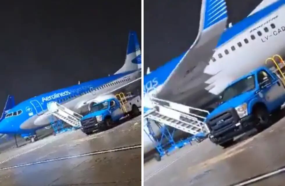 Un avión de Aerolíneas Argentinas fue desplazado por una fuerte ráfaga de viento.