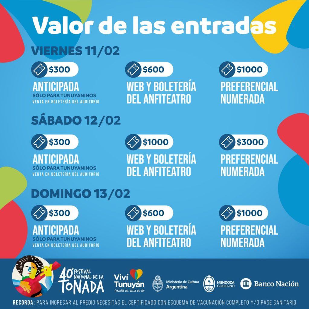 Ya se habilitó la venta de entradas para la edición 40 del Festival de la Tonada en Tunuyán