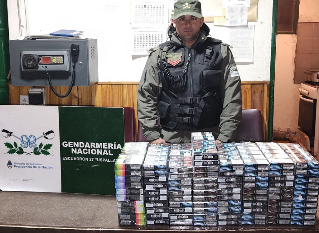 Dos mendocinos pretendían cruzar a Chile con 760 paquetes de cigarrillos de contrabando.  | Foto: Prensa Gendarmería Nacional