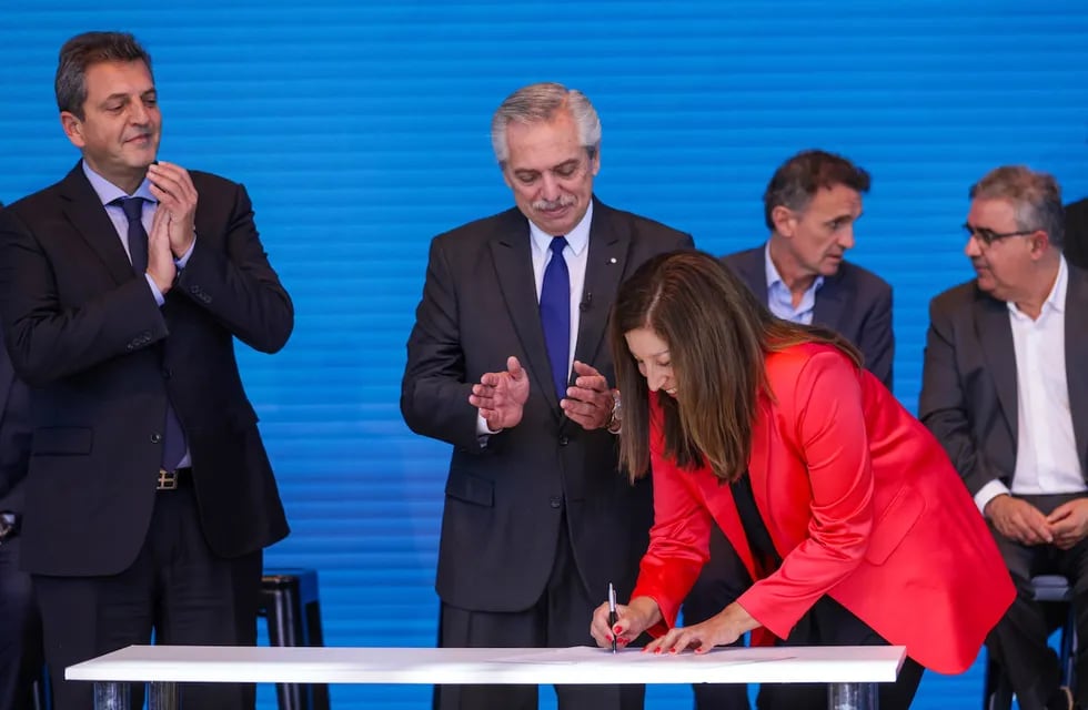 Alberto Fernández y Sergio Massa compartieron un acto oficial, el día después del discurso de CFK en La Plata. Foto: Presidencia