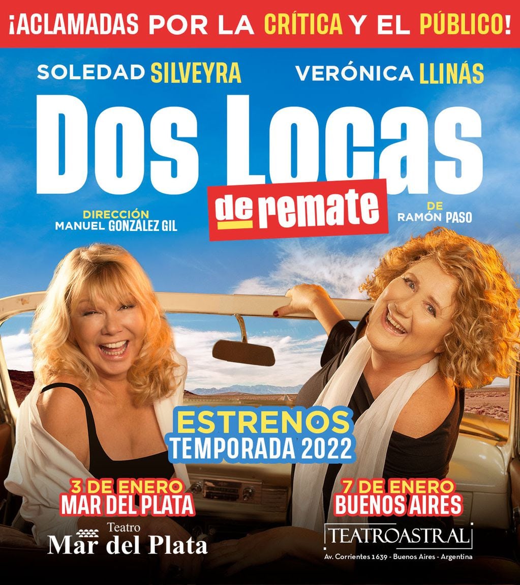 Todos los lunes y martes, en el Teatro Mar del Plata, Soledad Silveyra y Verónica Llinás estarán juntas para hacer reír durante 80 minutos.